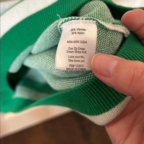 NWT Show Me Your Mumu Green and Cream Striped Dress - Picture 6 of 6